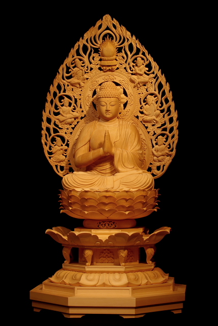 最新最全の三宝尊 [極小#2] 題目宝塔 ◇白檀 木彫 仏像 釈迦如来坐像