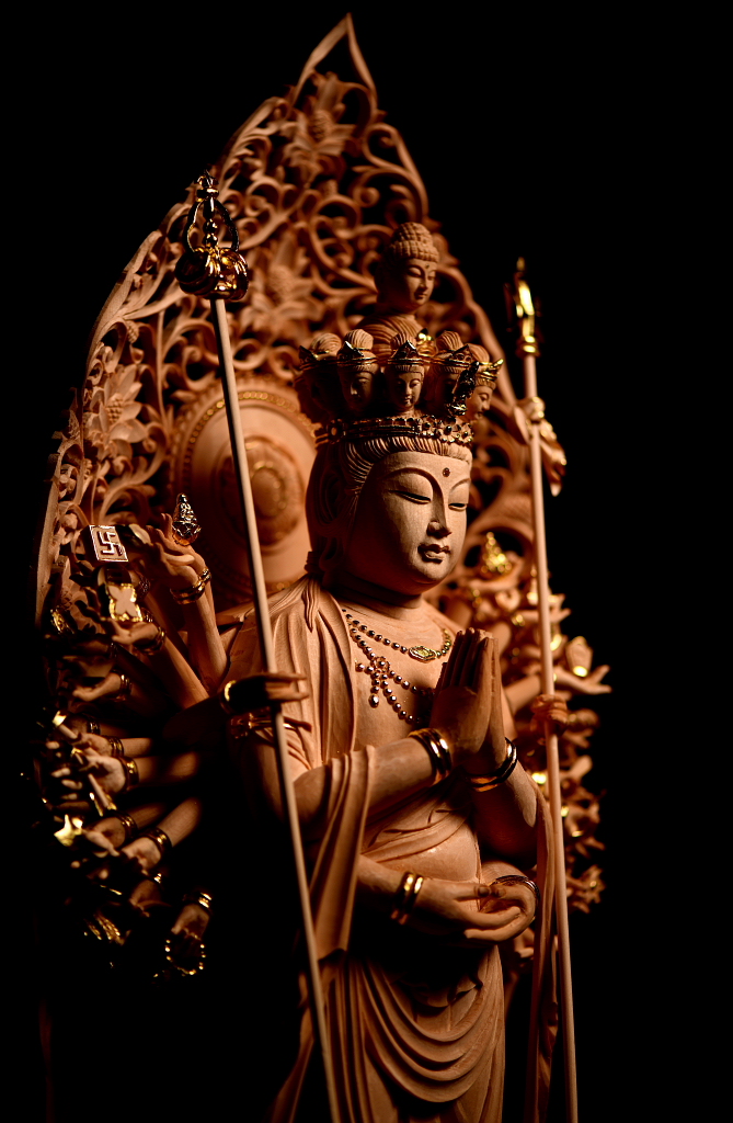 彫刻/オブジェクト 高村光雲 大型 聖観音菩薩像 仏像 彫刻 置物 風水
